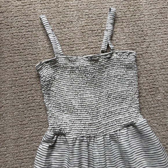Old Navy Smocked Wide Leg Jumpsuit Womens Small White Black Stripe Coastal Boho - Picture 2 of 16